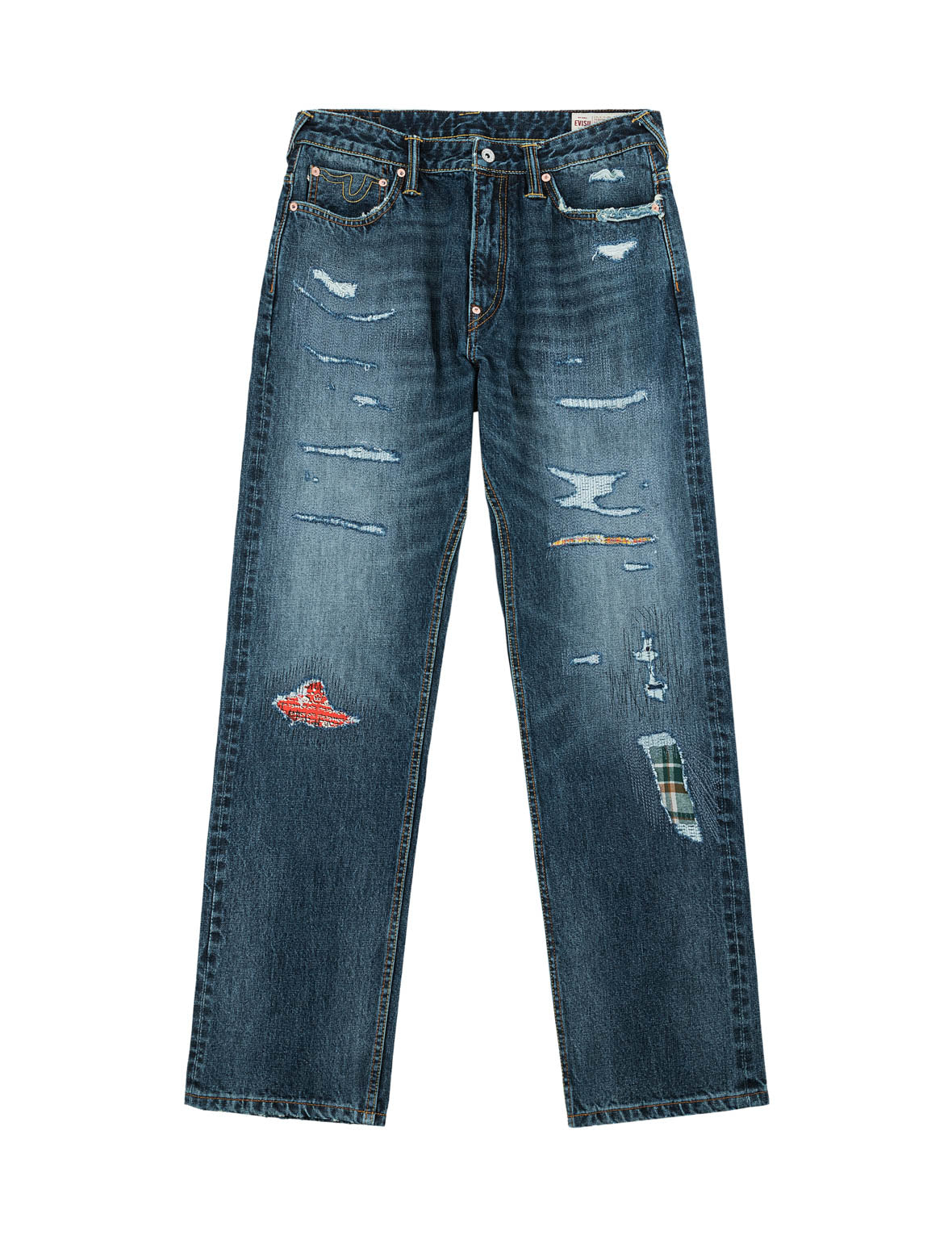 Boro Patchwork Distressed Seagull Pocket Jeans #2020